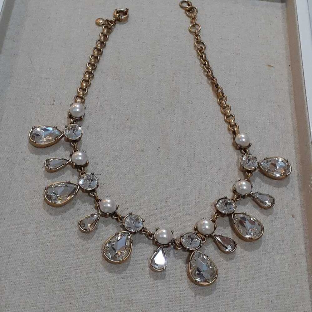 J. Crew Bling Crystal Goldtone Necklace - image 1