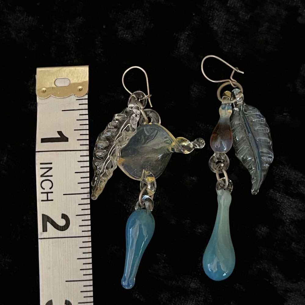 1980s Unique Glass Artisan Handmade Earrings - image 3