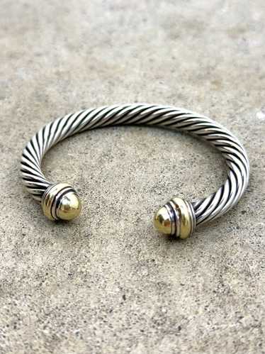 David Yurman 14K & Sterling Silver Cable Cuff* - image 1