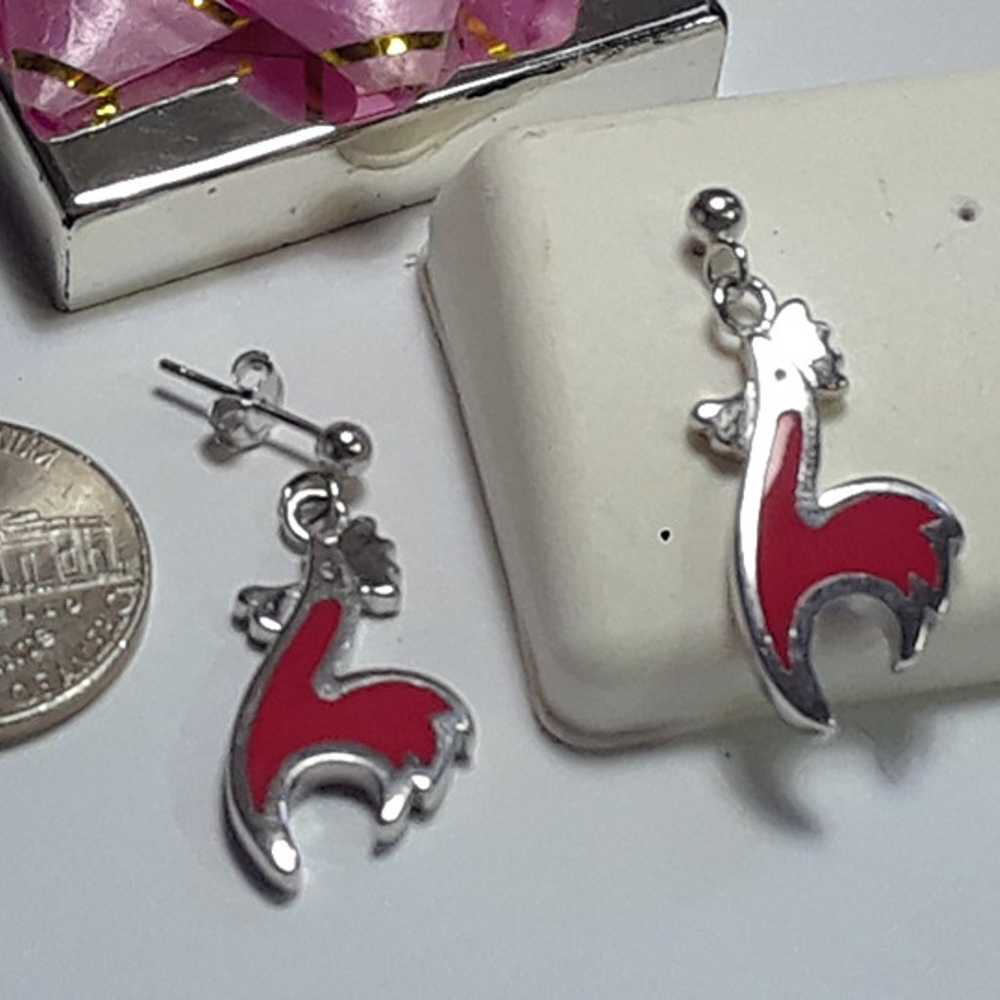 Estate 2 Sided Roosters with Red Enamel Sterling … - image 4