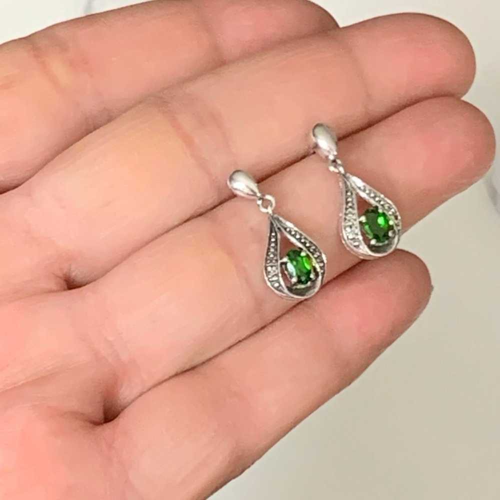 Vtg STS Sterling Silver 925 Emerald Teardrop Stud… - image 10