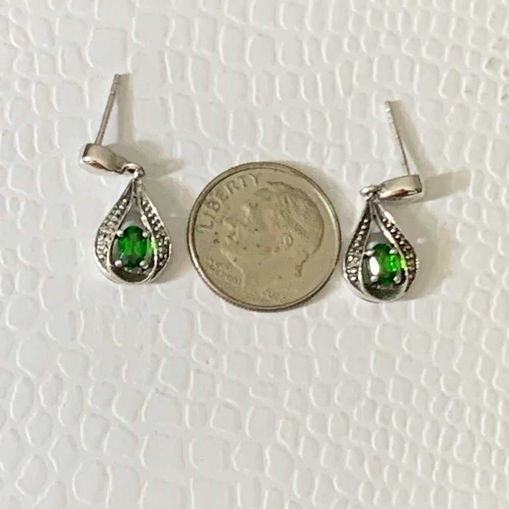 Vtg STS Sterling Silver 925 Emerald Teardrop Stud… - image 11