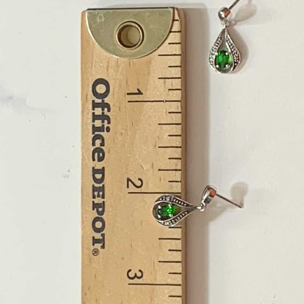 Vtg STS Sterling Silver 925 Emerald Teardrop Stud… - image 12