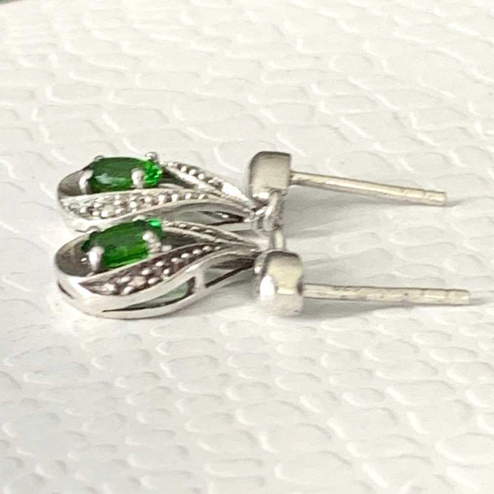 Vtg STS Sterling Silver 925 Emerald Teardrop Stud… - image 5