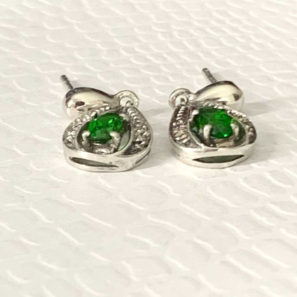 Vtg STS Sterling Silver 925 Emerald Teardrop Stud… - image 6