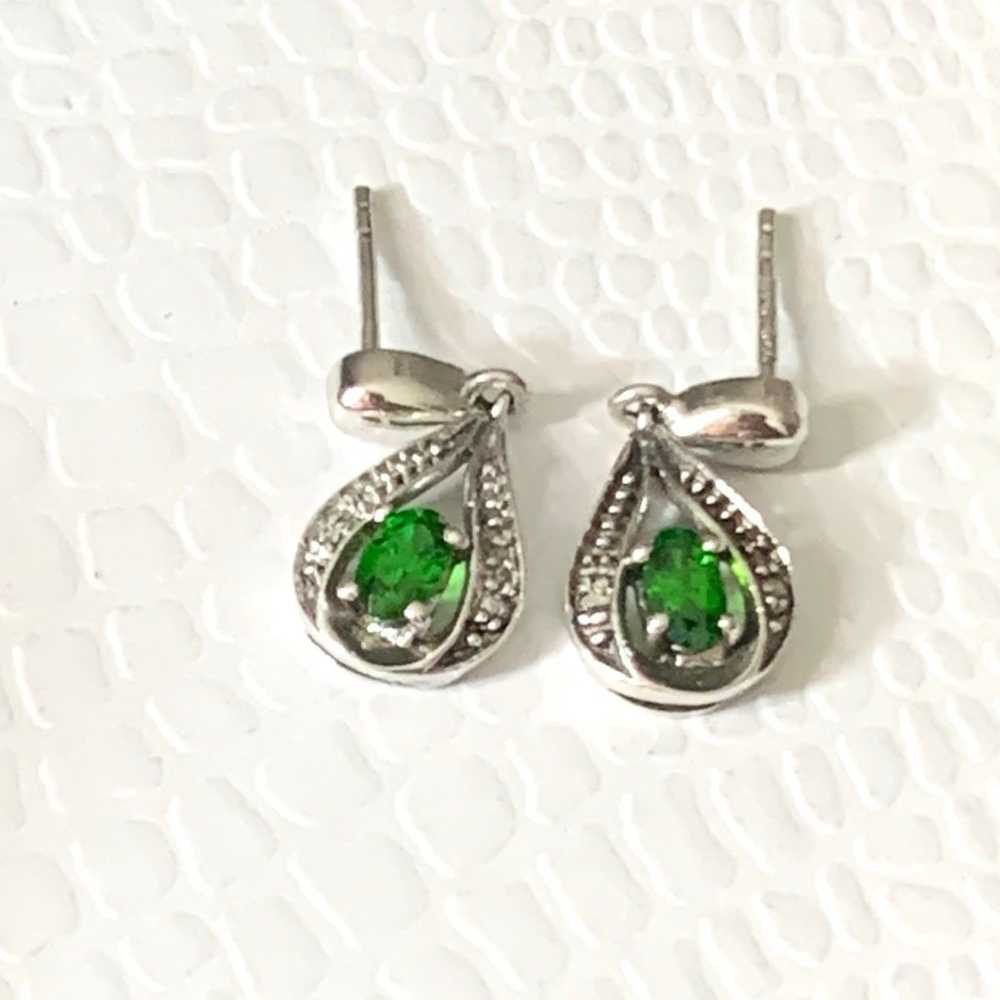 Vtg STS Sterling Silver 925 Emerald Teardrop Stud… - image 7