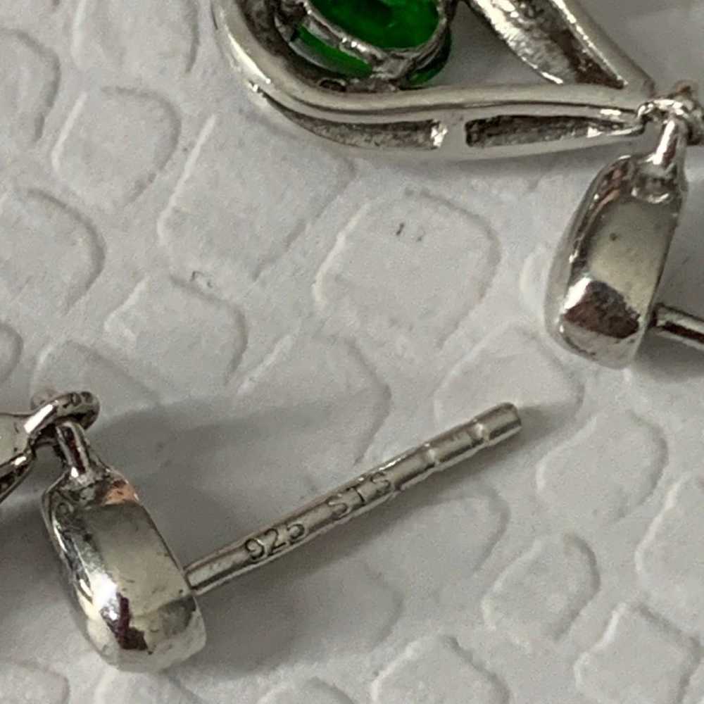 Vtg STS Sterling Silver 925 Emerald Teardrop Stud… - image 8