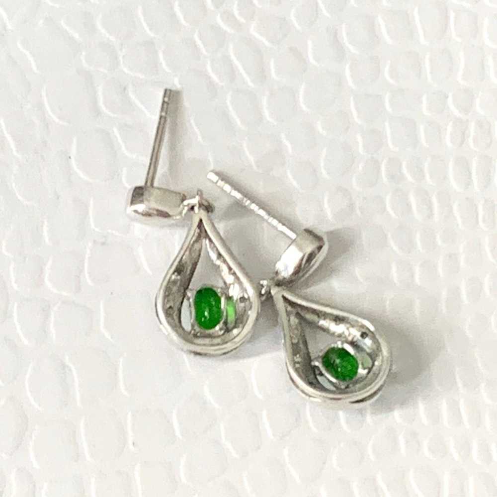 Vtg STS Sterling Silver 925 Emerald Teardrop Stud… - image 9