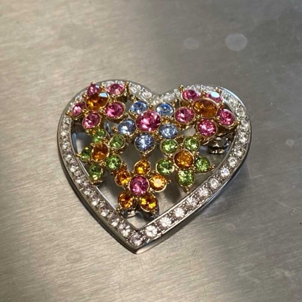 Joan Rivers Vintage Heart Shape Crystal Flowers B… - image 1