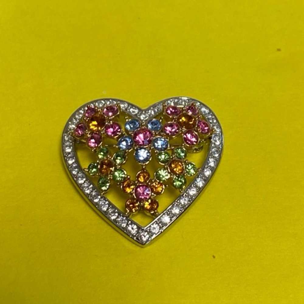 Joan Rivers Vintage Heart Shape Crystal Flowers B… - image 2