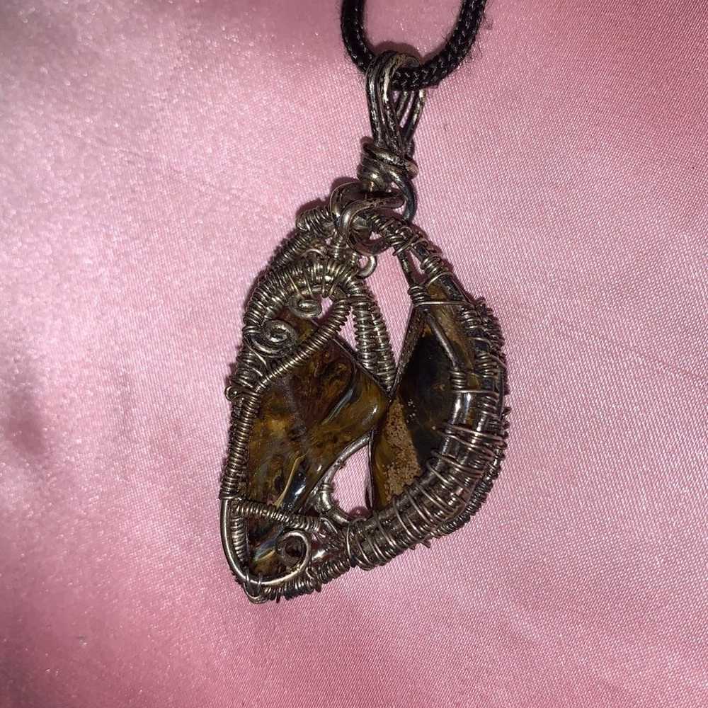 Handmade Sterling wire wrapped Tigers Eye Necklace - image 5