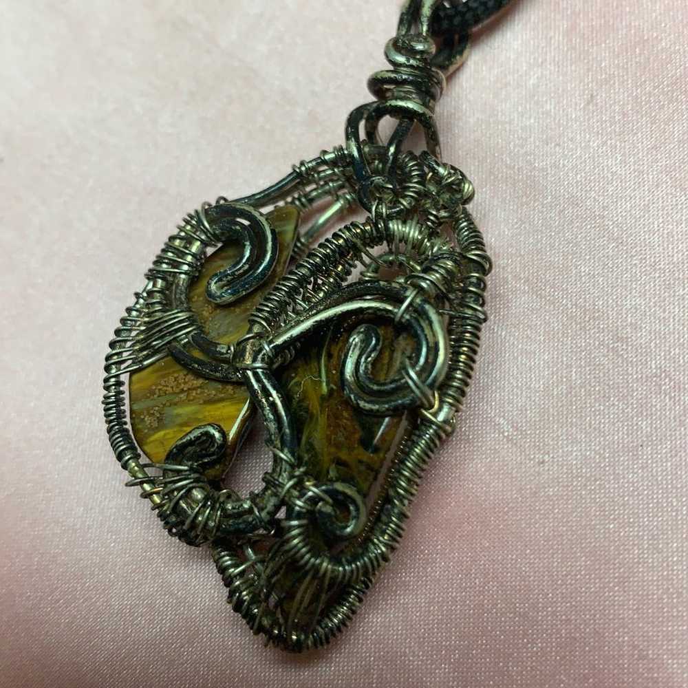 Handmade Sterling wire wrapped Tigers Eye Necklace - image 8