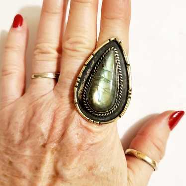 Labradorite Teardrop Firey Stone Ring 8. - image 1