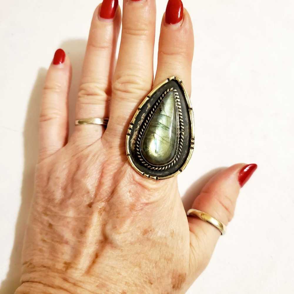 Labradorite Teardrop Firey Stone Ring 8. - image 3