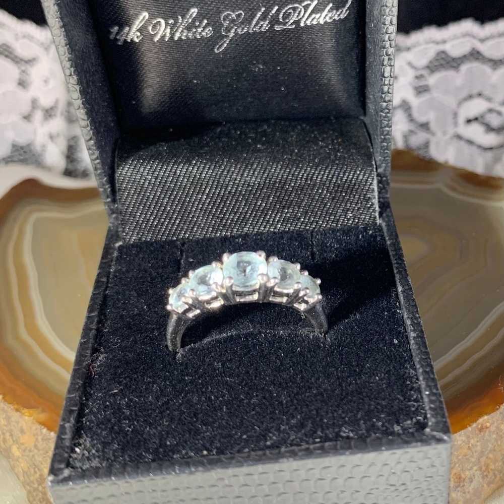 STERLING SILVER SKY BLUE TOPAZ VINTAGE RING SIZE 8 - image 3