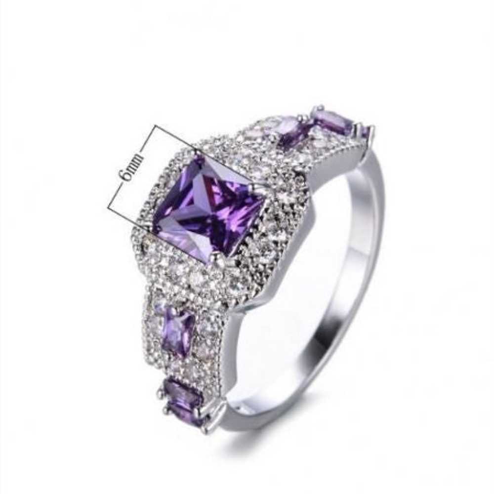 Vintage Purple Amethyst Halo Ring - image 1