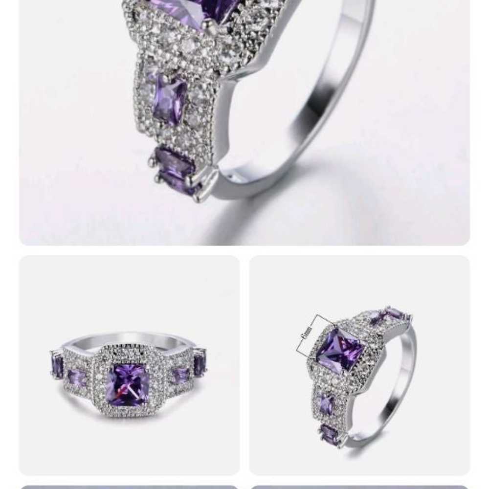 Vintage Purple Amethyst Halo Ring - image 2