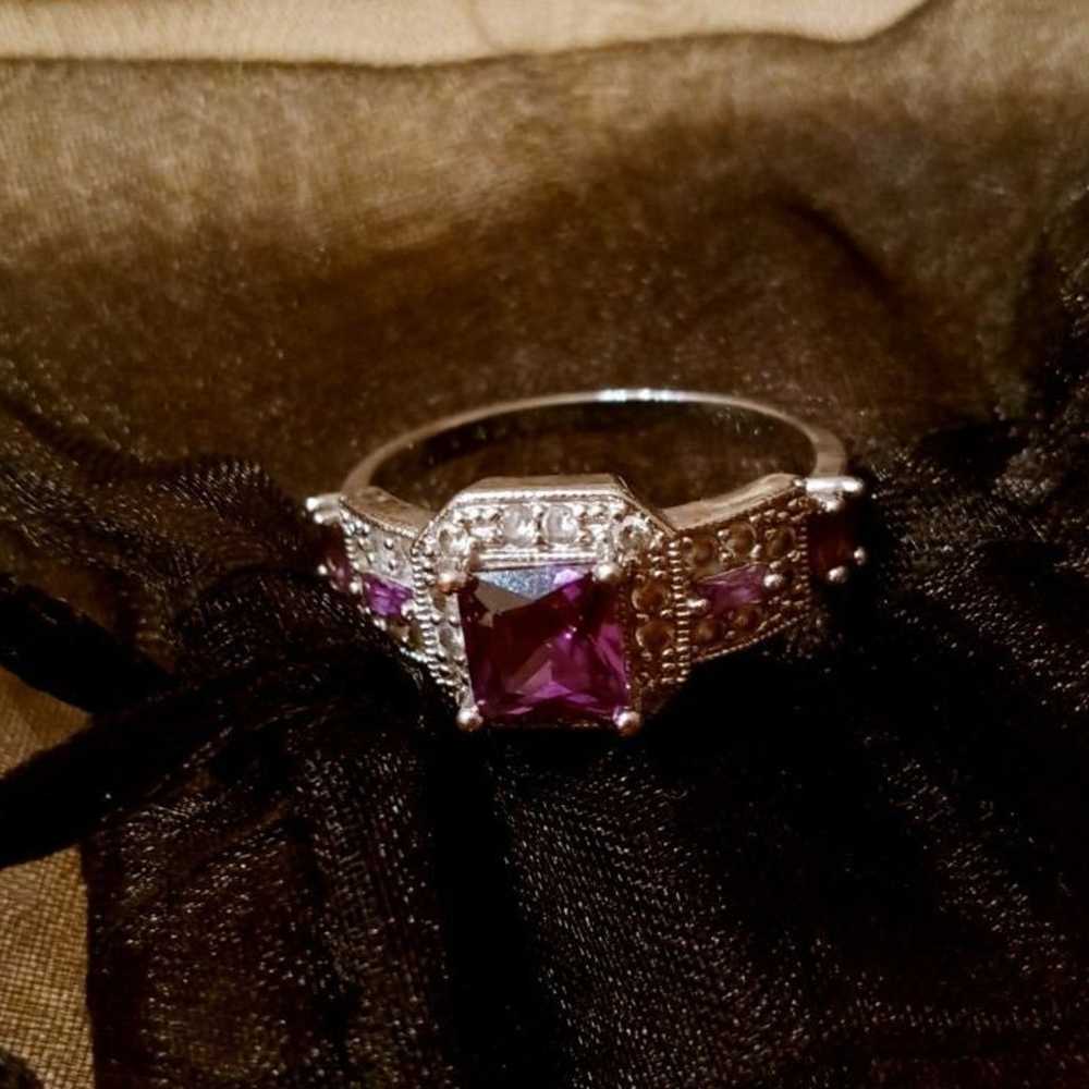 Vintage Purple Amethyst Halo Ring - image 3