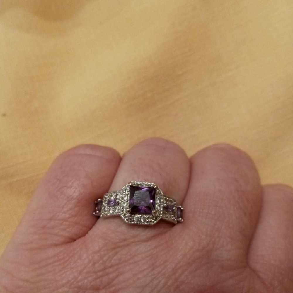 Vintage Purple Amethyst Halo Ring - image 4