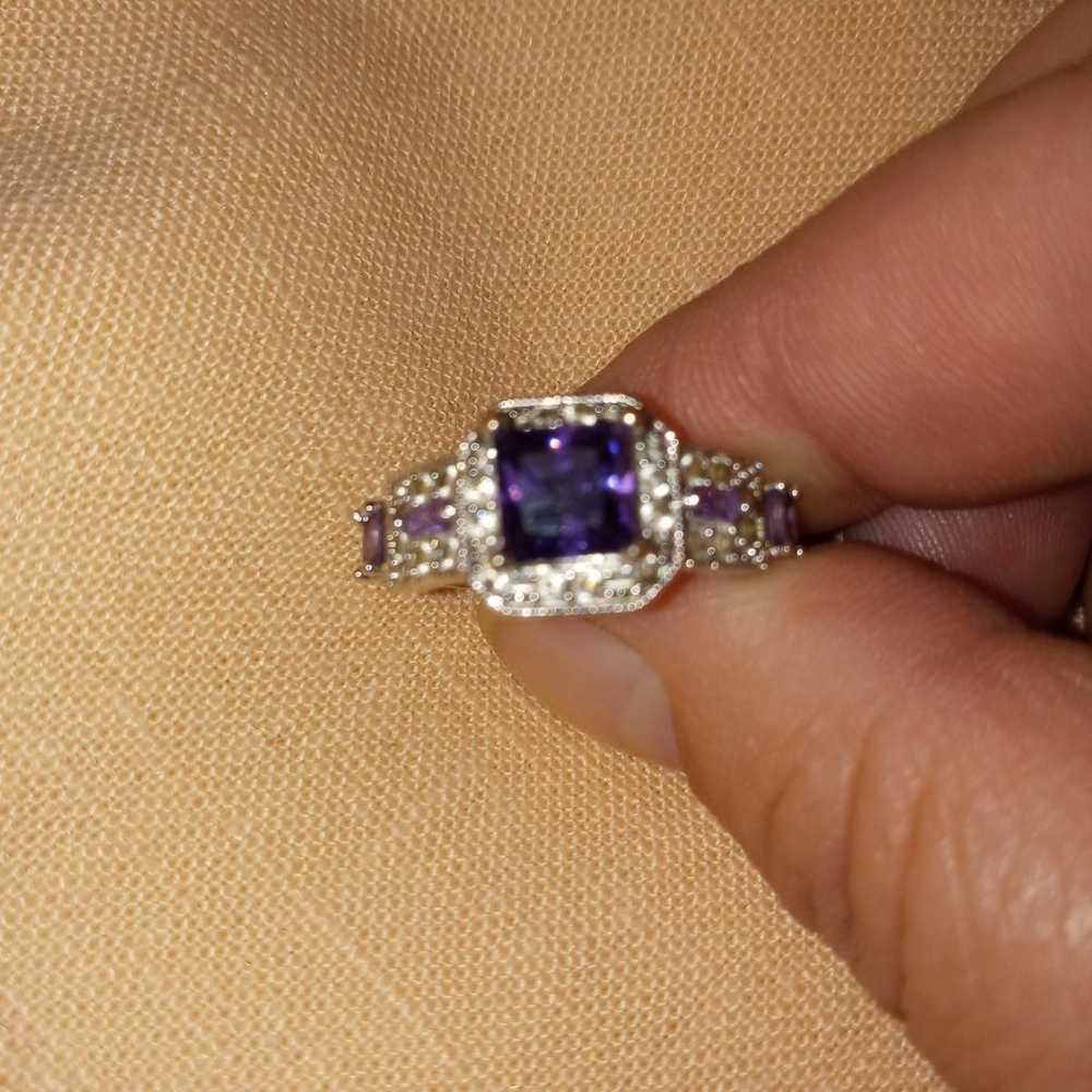 Vintage Purple Amethyst Halo Ring - image 8