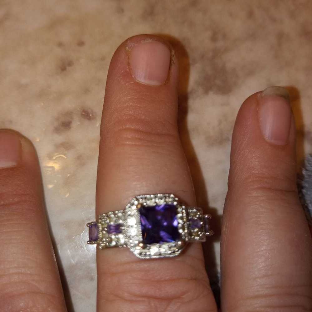 Vintage Purple Amethyst Halo Ring - image 9