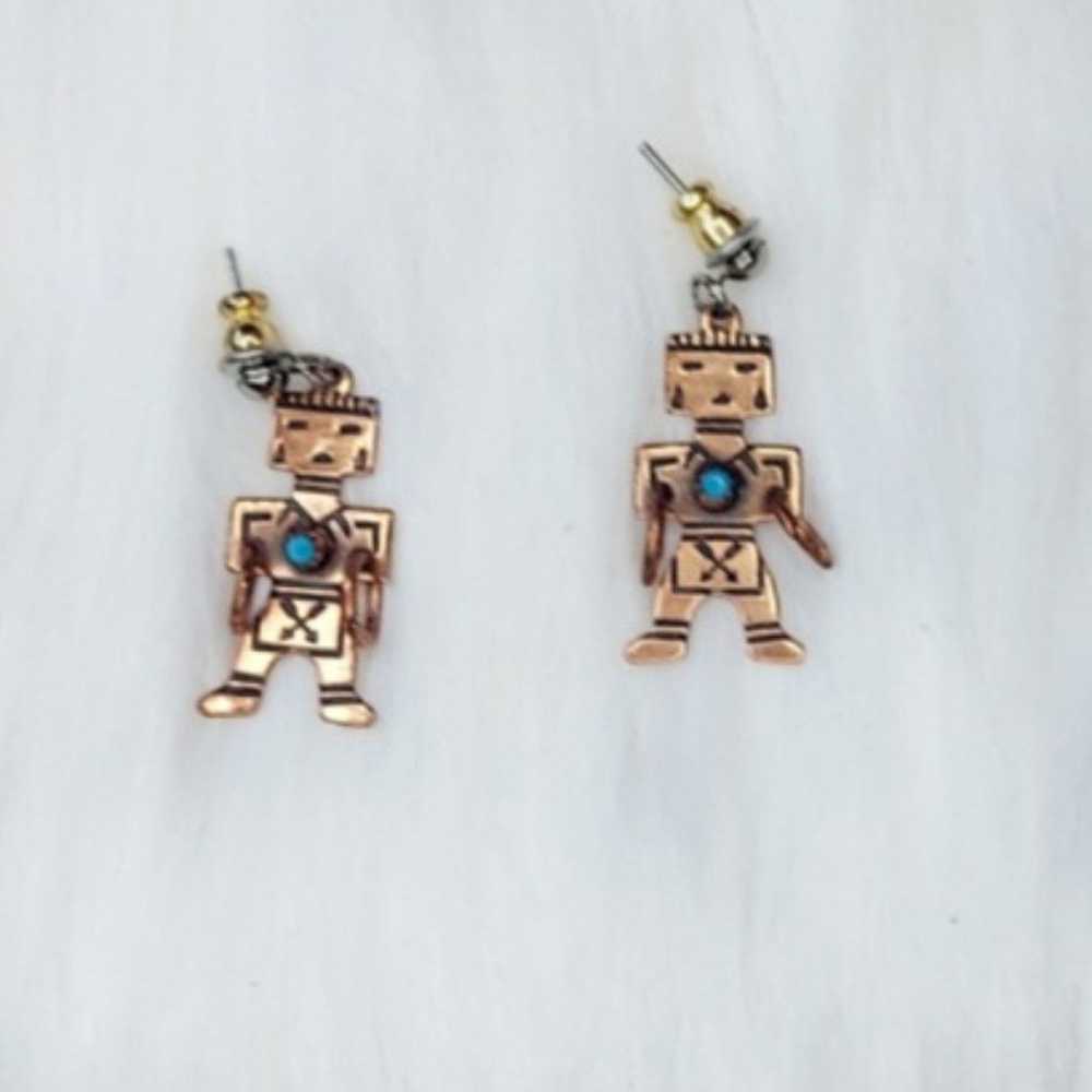 1960 vintage native american copper earrings - image 1