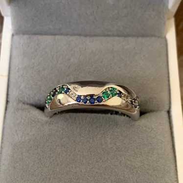 S925 6mm Paved Green/Blue CZ unisex band