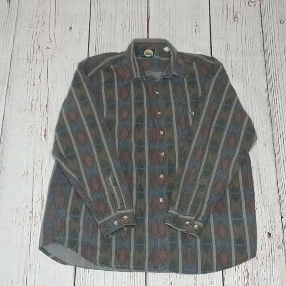 Vintage Cabelas Button Down Aztec Flannel Long Sl… - image 1