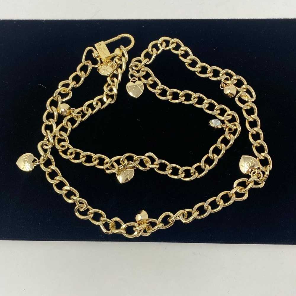 Vintage Betsey Johnson 39” Gold Tone Chain /faux … - image 4