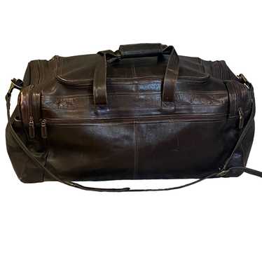 Mori Weekend Dark Brown 100% Leather Duffle Bag wi