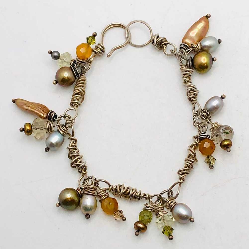 Vintage Mixed Pearls & Crystals Sterling Silver H… - image 7