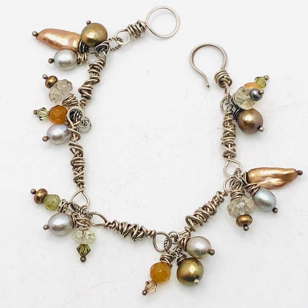 Vintage Mixed Pearls & Crystals Sterling Silver H… - image 9