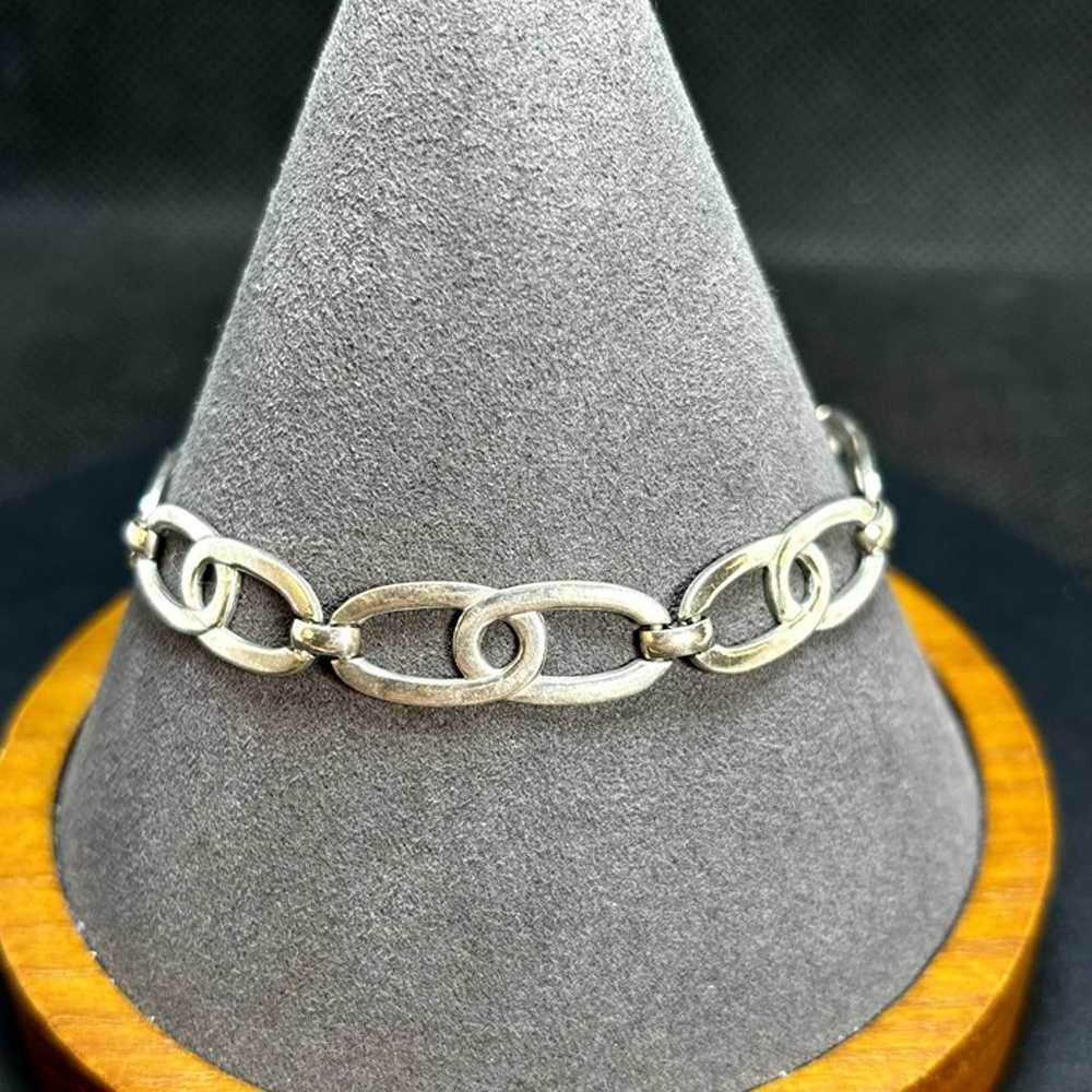 VTG Sterling Silver 925 Interlocking Oval Link Br… - image 1