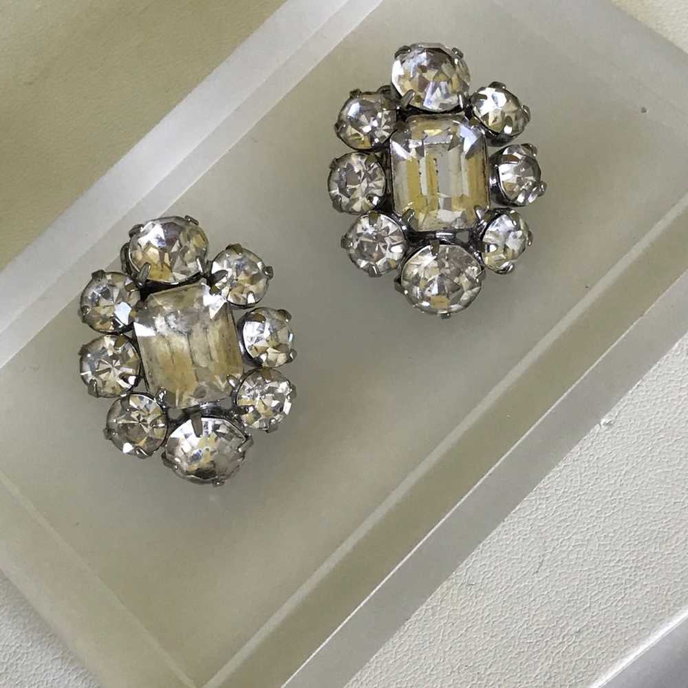 Vintage Victorian Revival Clear Rhinestones Clip … - image 4