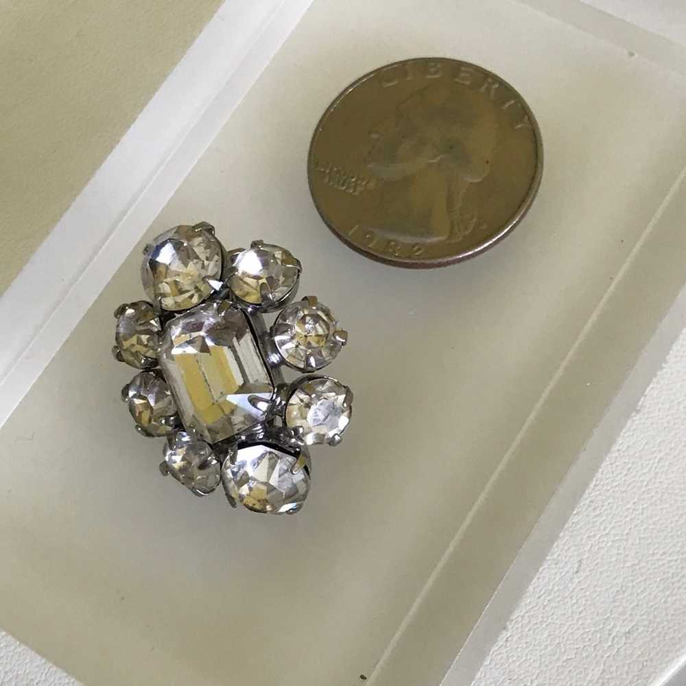 Vintage Victorian Revival Clear Rhinestones Clip … - image 7