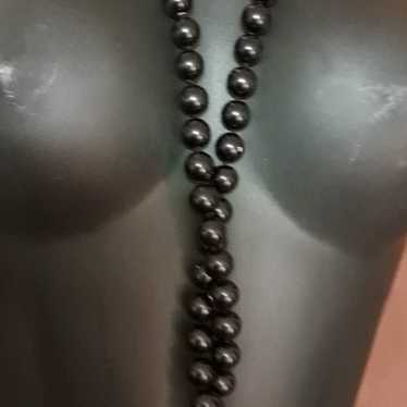 Necklace Vintage  black glass long flapper style - image 1