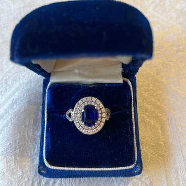 Sapphire Royal Blue Oval 925 Sterling Silver  Ring - image 1