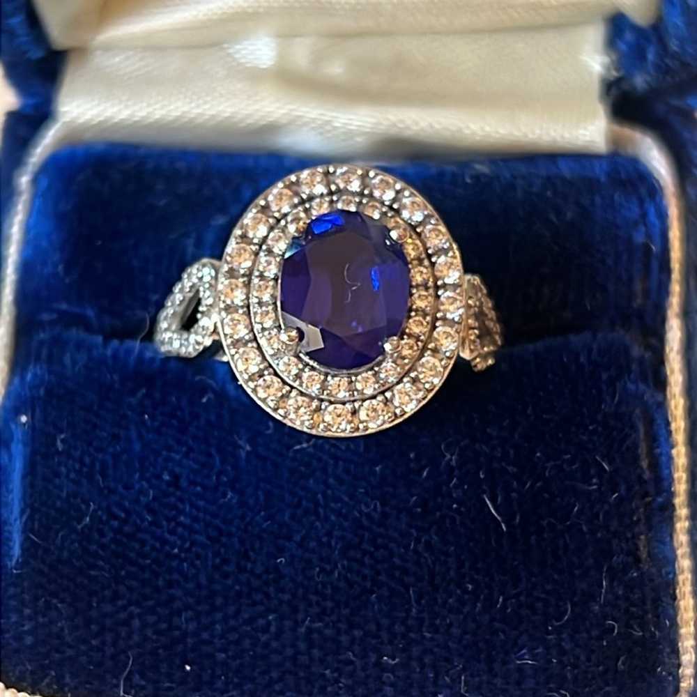 Sapphire Royal Blue Oval 925 Sterling Silver  Ring - image 2