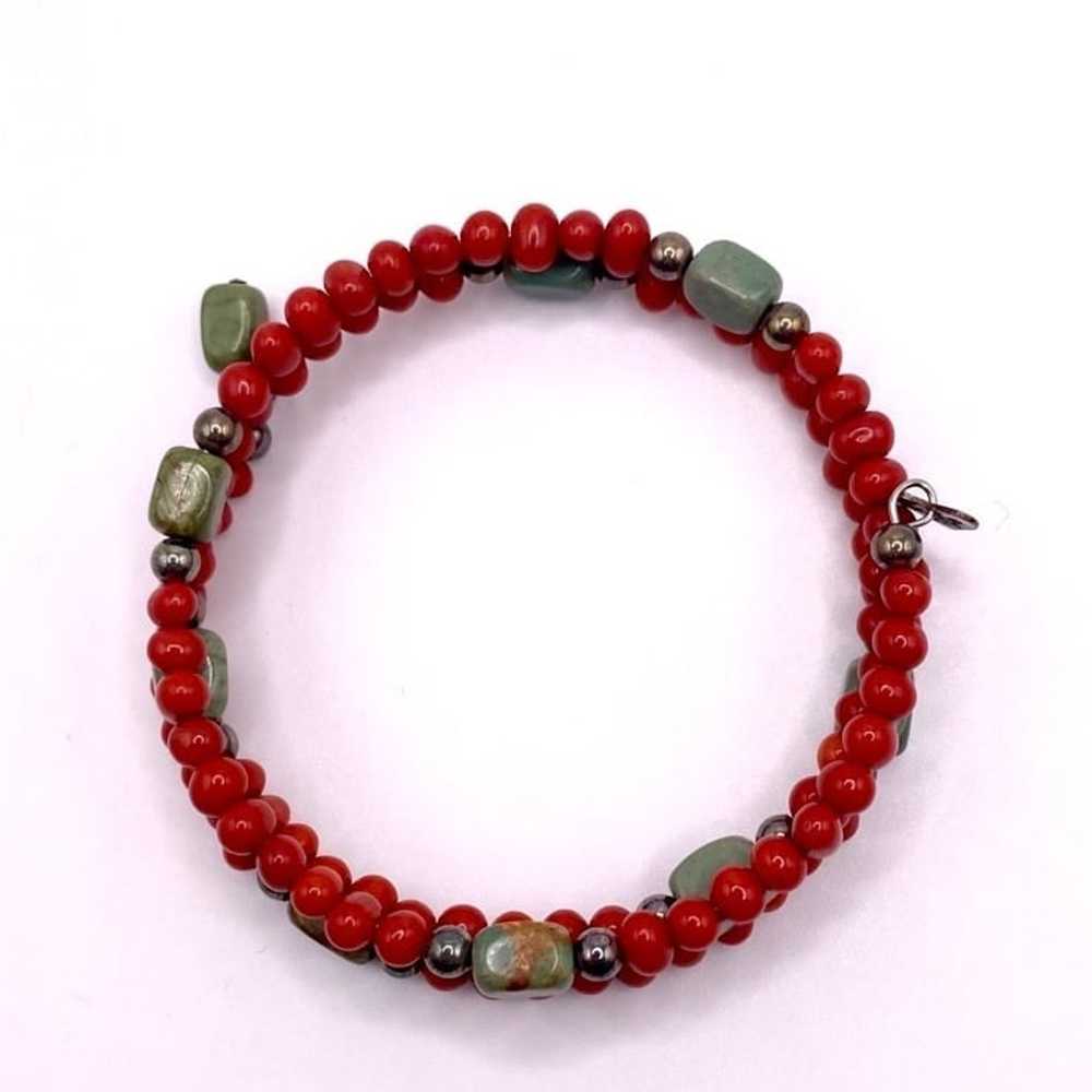 Vintage Turquoise Red Coral and Sterling Silver C… - image 9