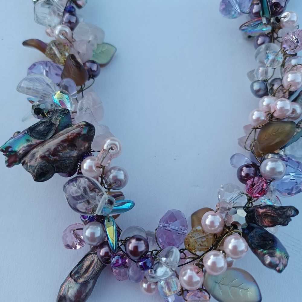 Beautiful Stones & Beads Short Chunky Necklace - image 2