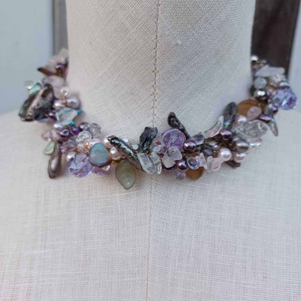 Beautiful Stones & Beads Short Chunky Necklace - image 7