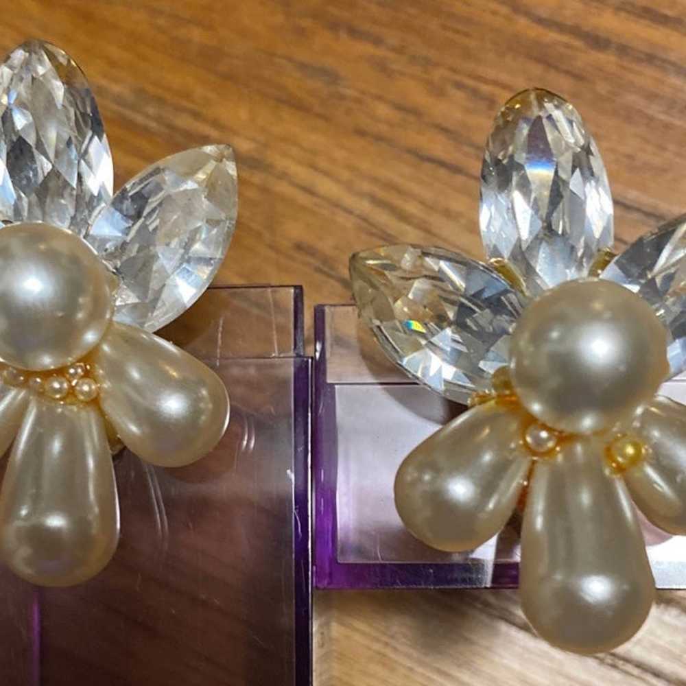 Wendy Gell Faux Pearl and diamond Earrings - image 1