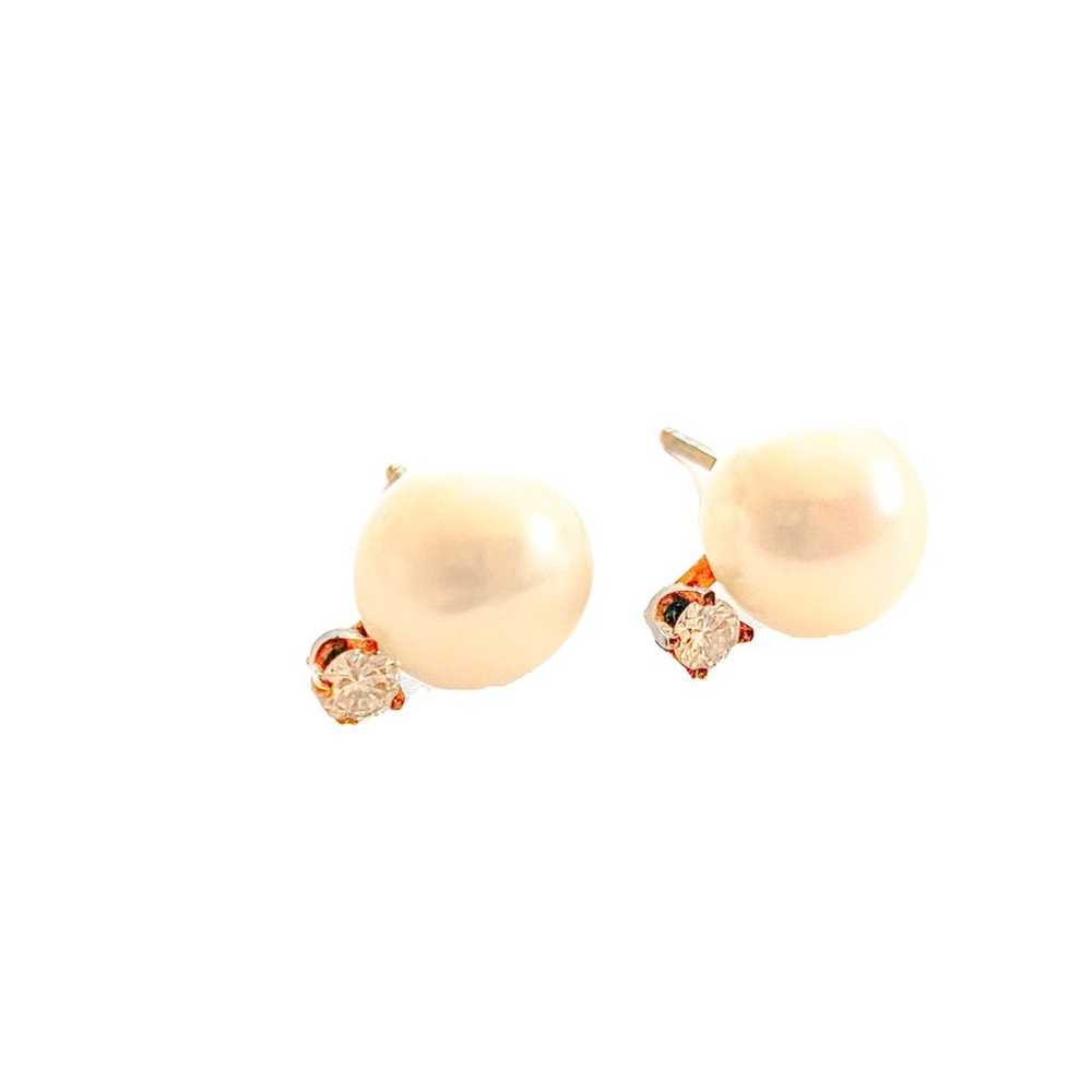 Diamond pearl stud Earrings - image 1