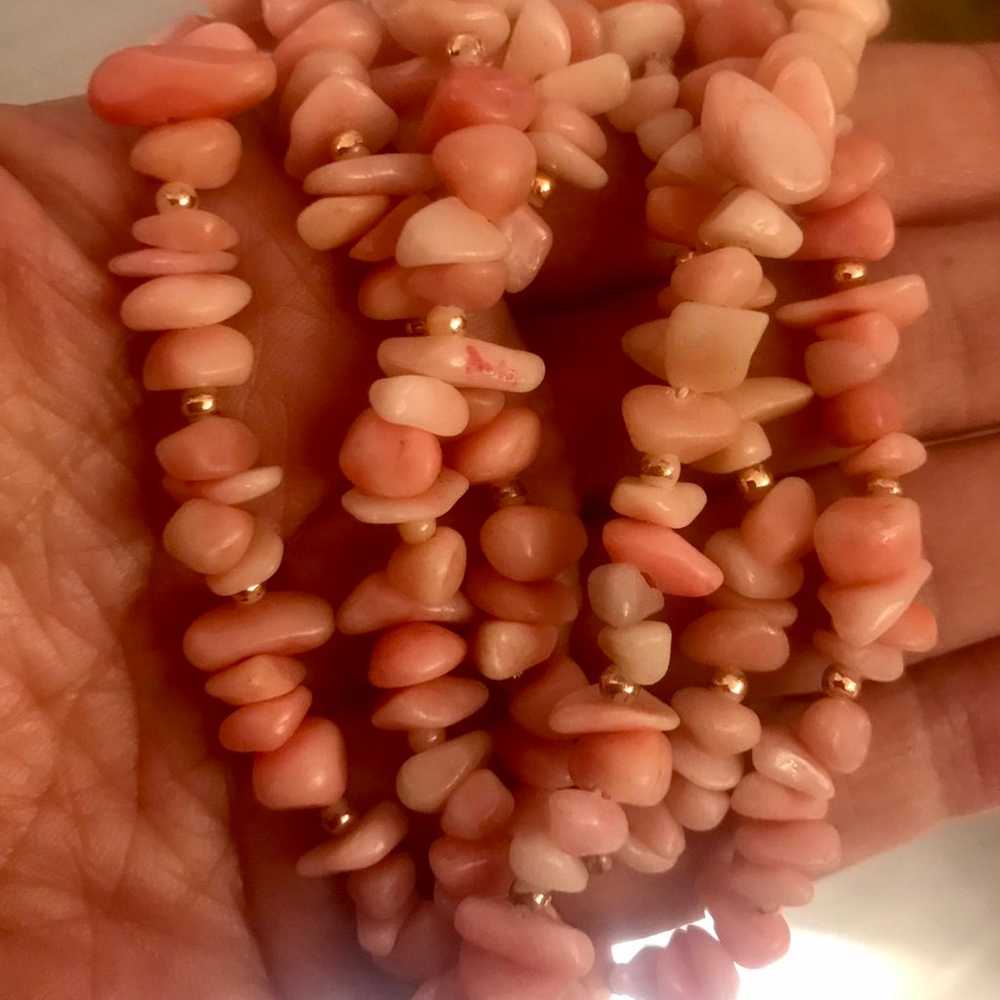 Vintage Pink Corals Gold Tone Necklace - image 3