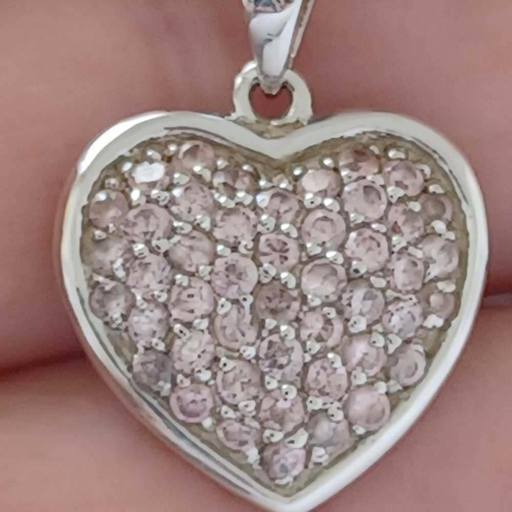 Vtg.sterling Silver Pink cz "SOFT  PINK HEART" PE… - image 1