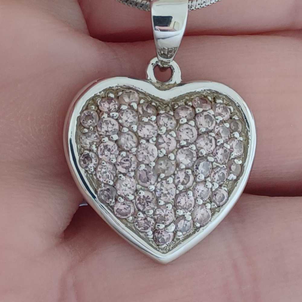 Vtg.sterling Silver Pink cz "SOFT  PINK HEART" PE… - image 2