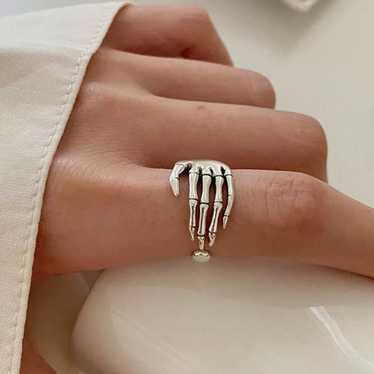 S925 Skeleton Hand Ring - image 1