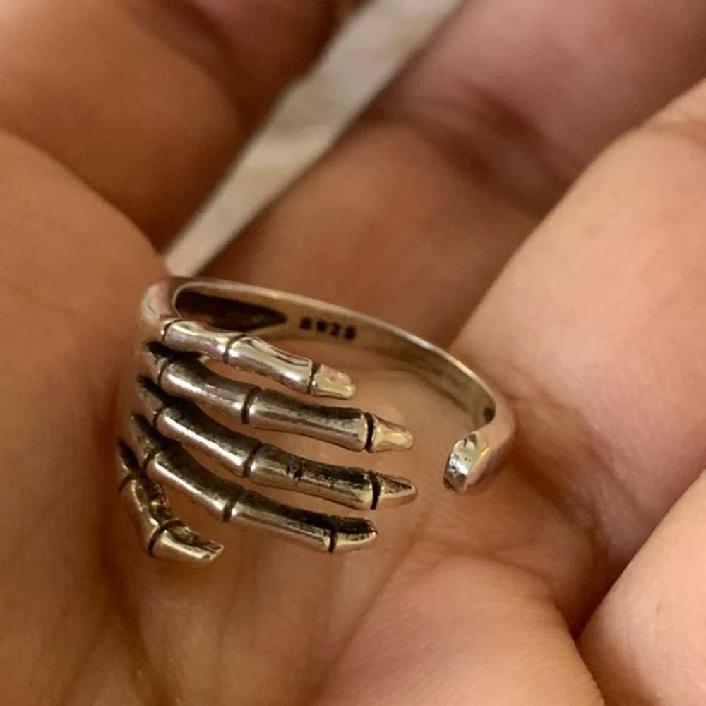 S925 Skeleton Hand Ring - image 5