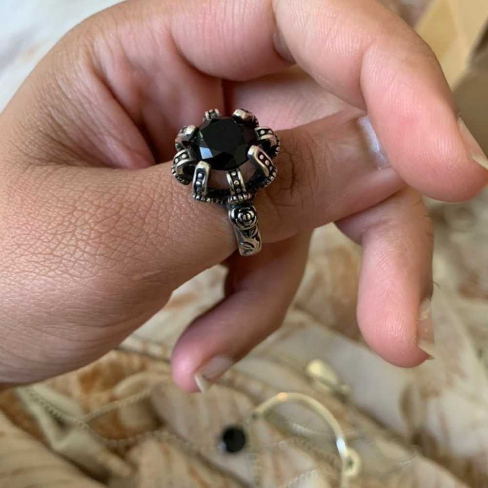 S925 Vintage Water Drop Black/White rings - image 6