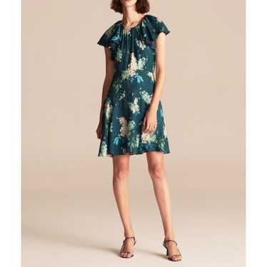 REBECCA TAYLOR TEAL HYDRANGEA SILK DRESS 6 - image 1